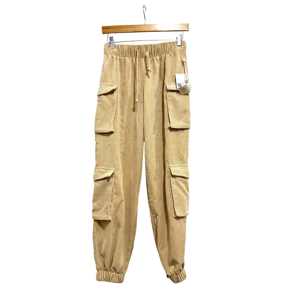 Forever 21 Beige Waffle Knit Cargo Jogger Pants Women Small NWT